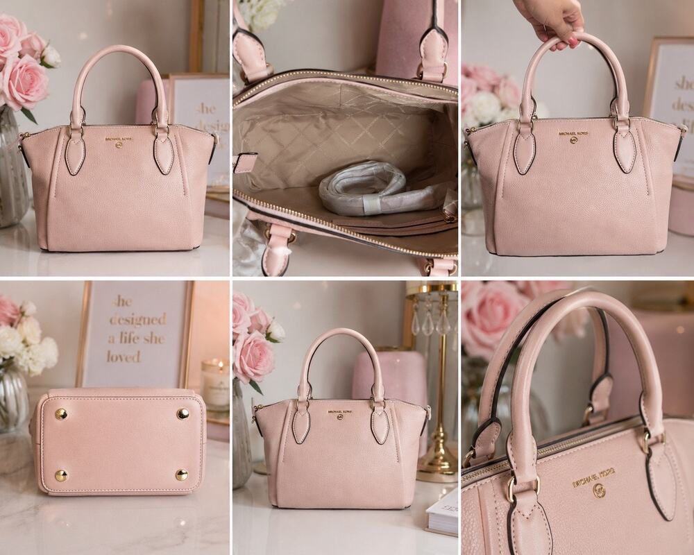 ♡ Michael Kors Pink Sienna Pebbled Leather Satchel (HB-14)
